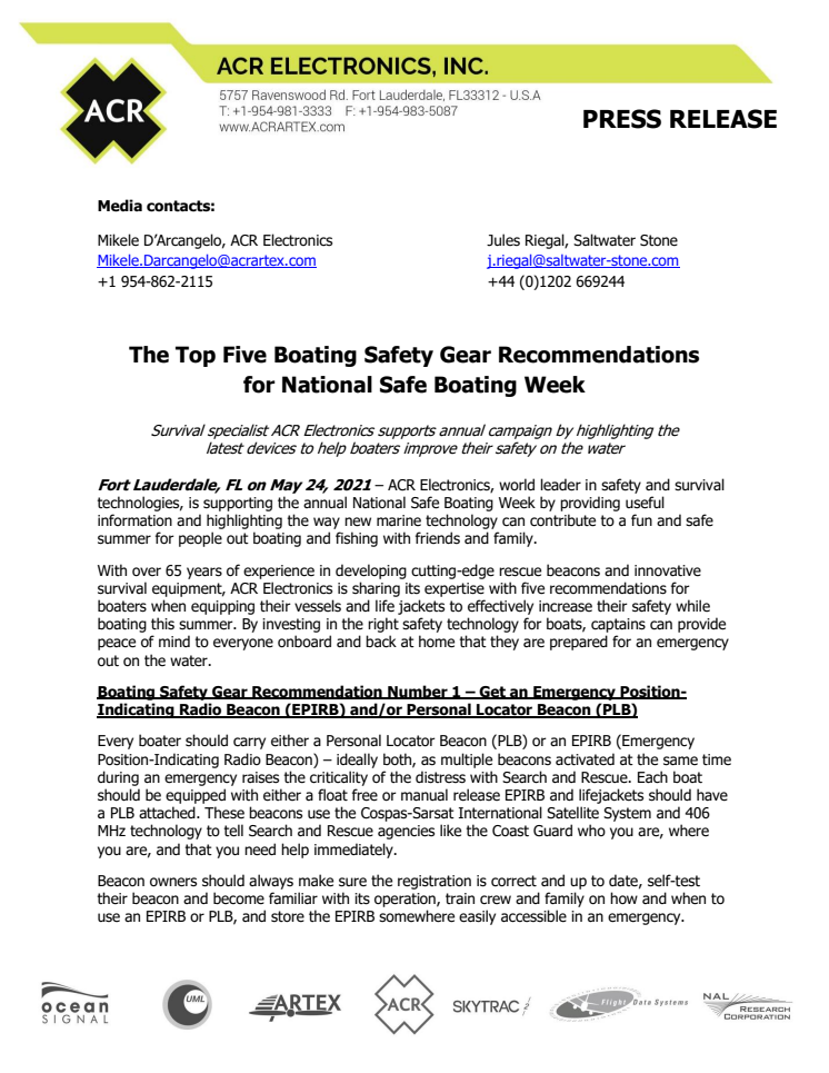 The Top Five Boating Safety Gear Recommendations for National Safe Boating Week