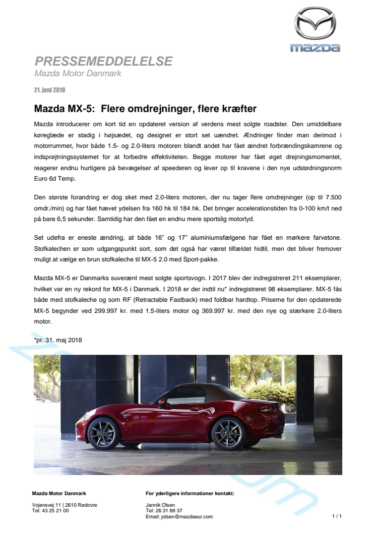 Mazda MX-5:  Flere omdrejninger, flere kræfter