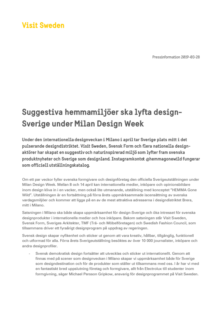Suggestiva hemmamiljöer ska lyfta design-Sverige under Milan Design Week