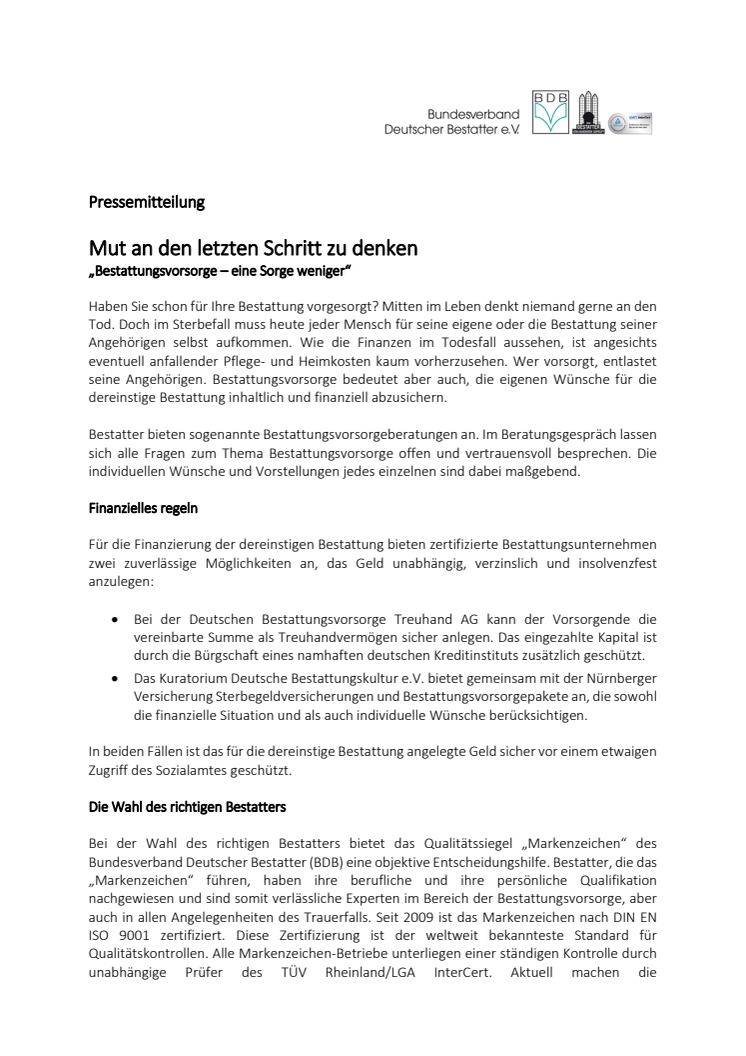 Mut an den letzten Schritt zu denken