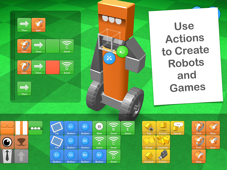 Use actions to create robots and games