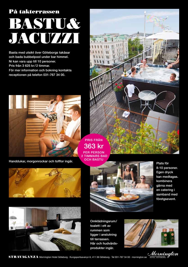 Jacuzzi & Bastu på takterrassen - Infoblad