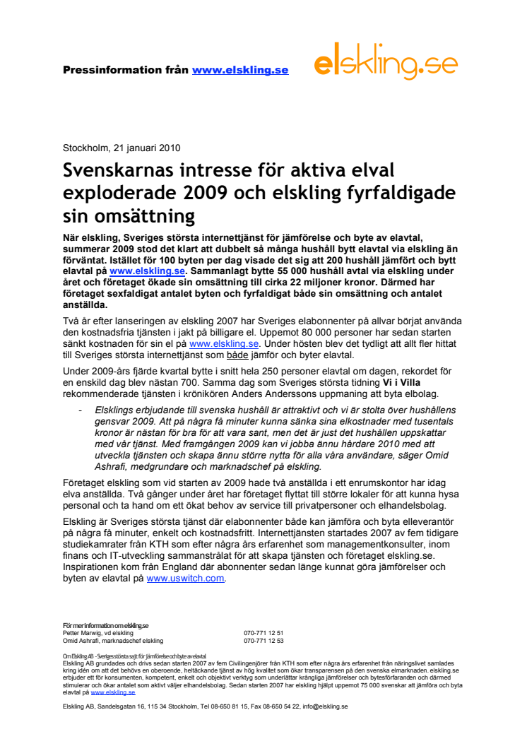 Svenskarnas intresse för aktiva elval exploderade 2009 och elskling fyrfaldigade sin omsättning