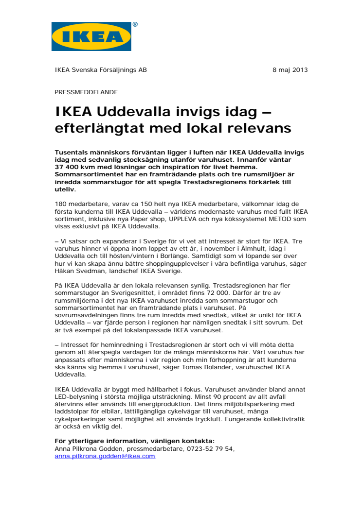 IKEA Uddevalla invigs idag – efterlängtat med lokal relevans