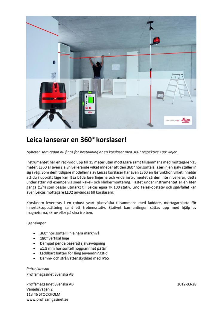 Leica lanserar en 360° korslaser!