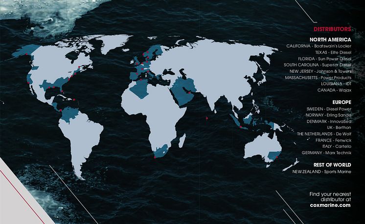 Low res image - Cox Powertrain - Global distribution network as at November 29, 2017