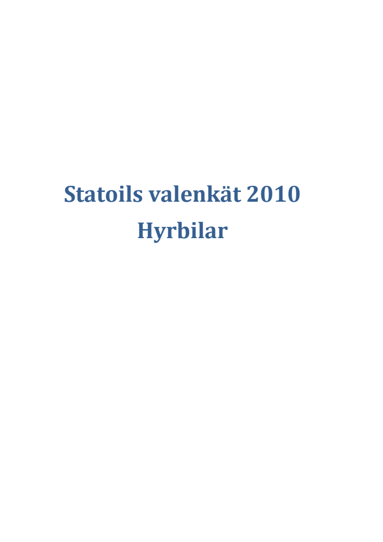 Statoils valenkät 2010 Hyrbilar