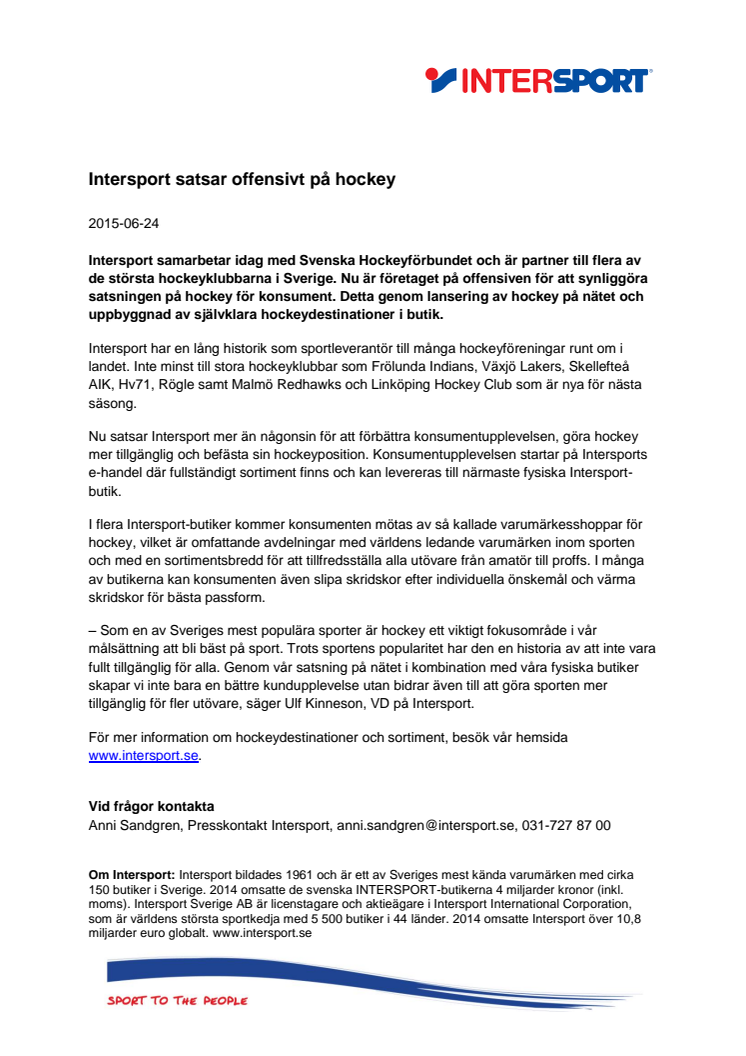 Intersport satsar offensivt på hockey