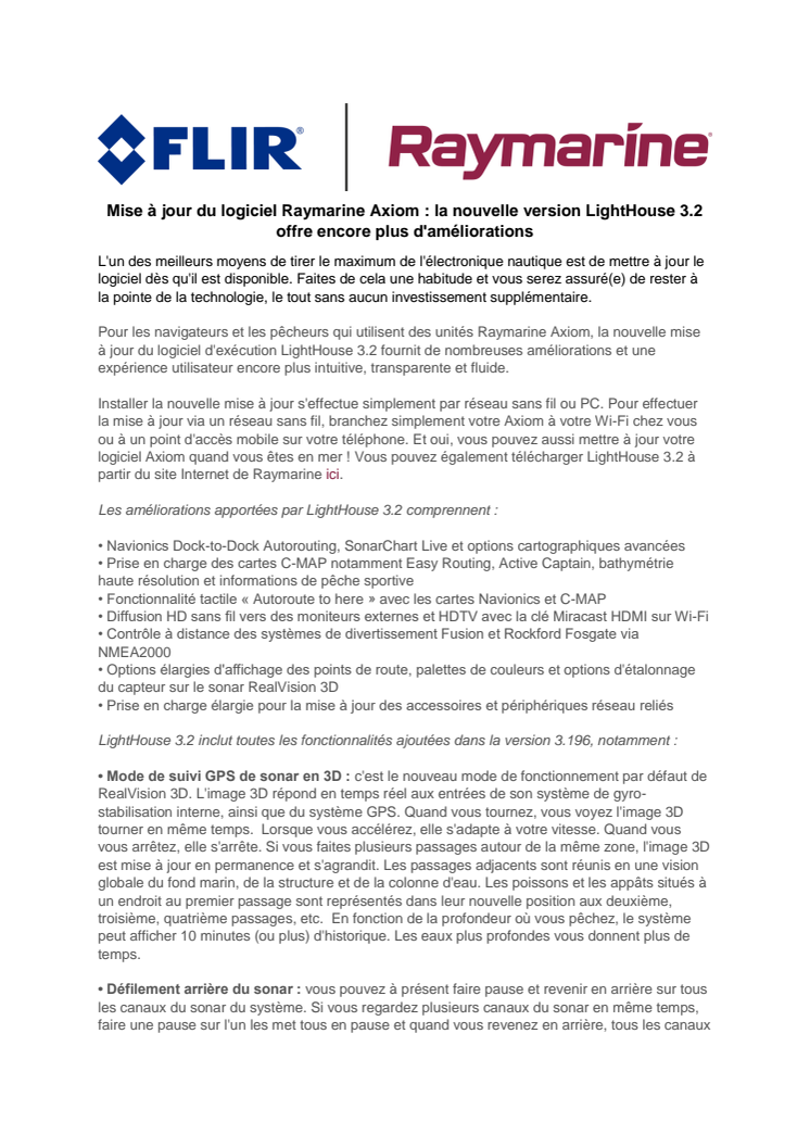 Raymarine: Mise à jour du logiciel Raymarine Axiom : la nouvelle version LightHouse 3.2 offre encore plus d'améliorations