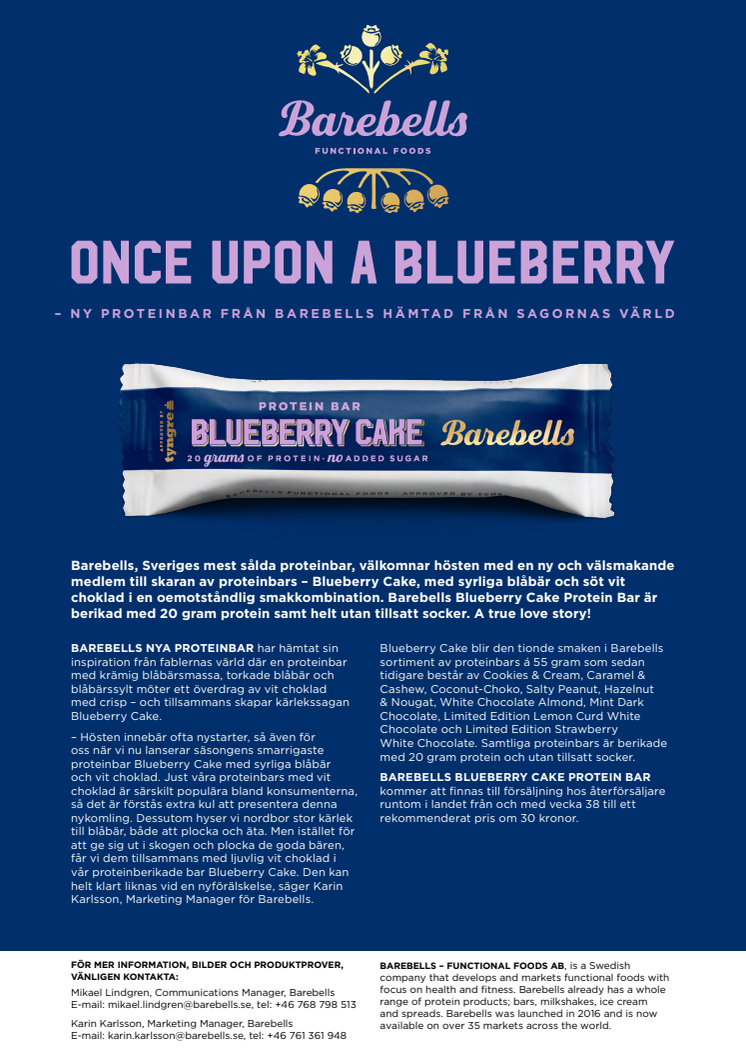 Once Upon a Blueberry - Ny proteinbar från Barebells hämtad från sagornas värld