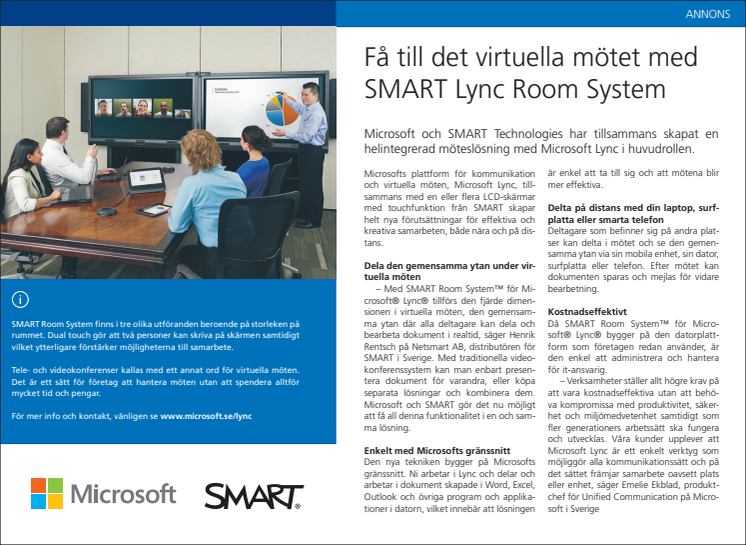 Få till det virtuella mötet med Lync och SMART Room System