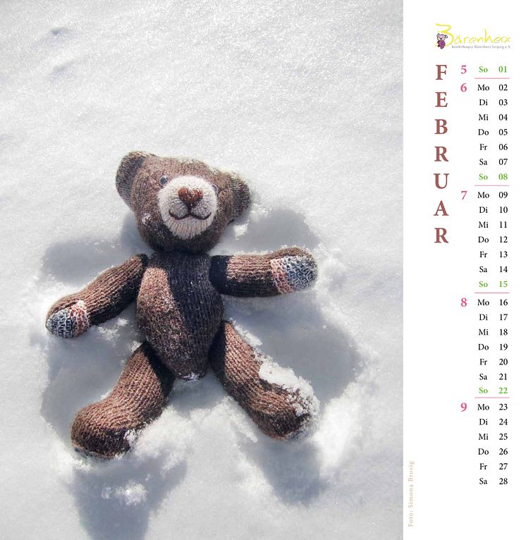 Bärenherz-Kalender 2015: Jeder Monat präsentiert bunte Strickbärchen in Aktion