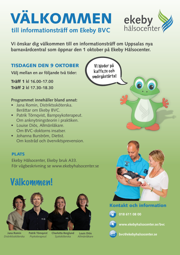 Informationsträff om Ekeby BVC den 9 oktober.