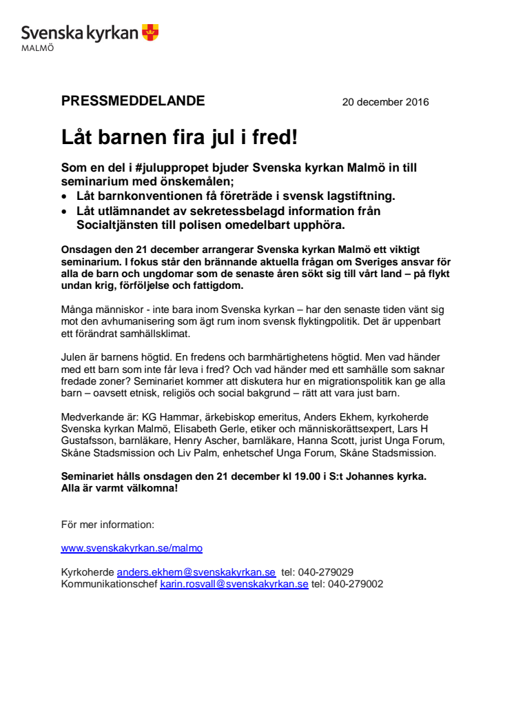 Låt barnen fira jul i fred!