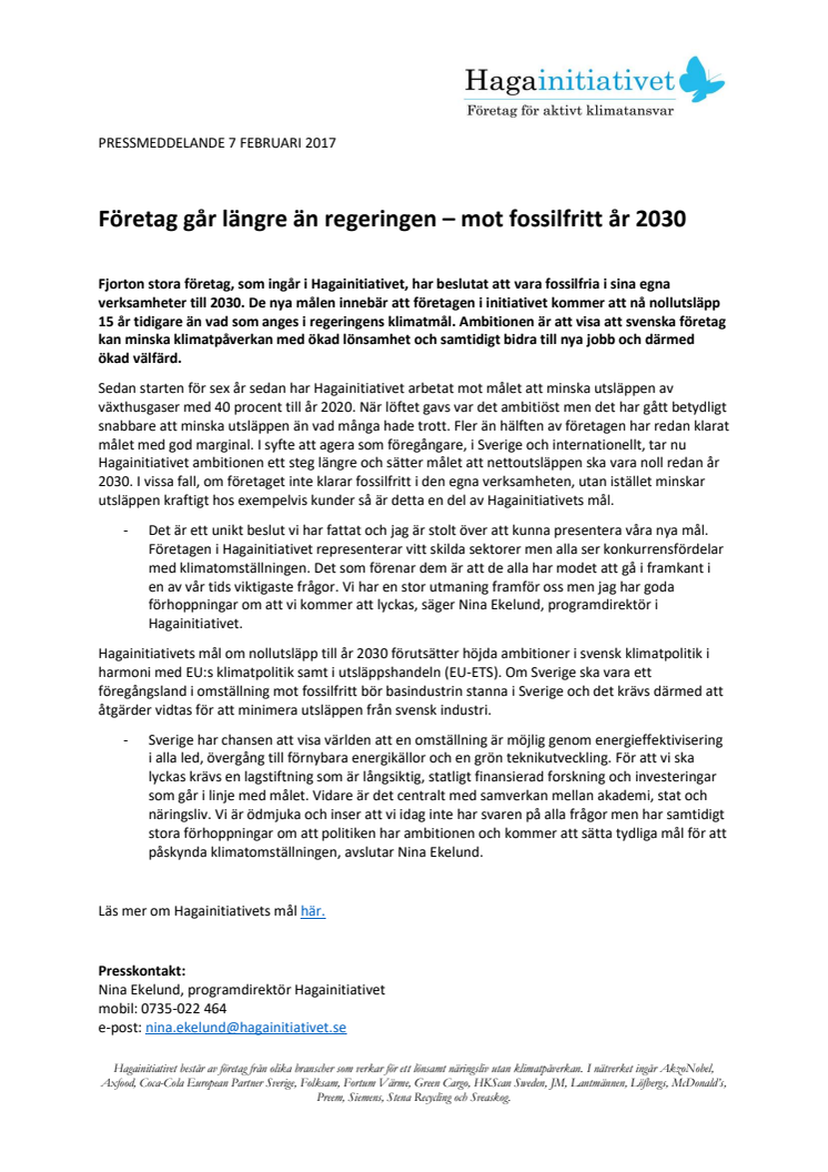 Företag går längre än regeringen – mot fossilfritt år 2030