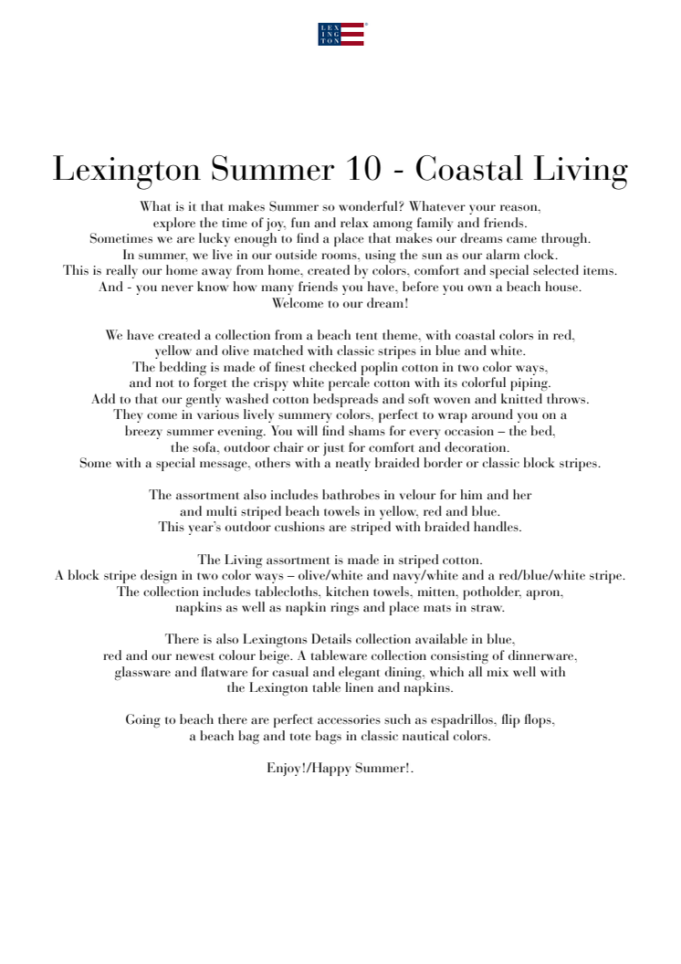Lexington Home - Summer 10 Collection