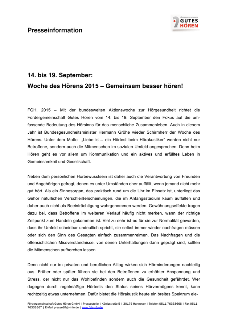 ​14. bis 19. September: Woche des Hörens 2015 – Gemeinsam besser hören!