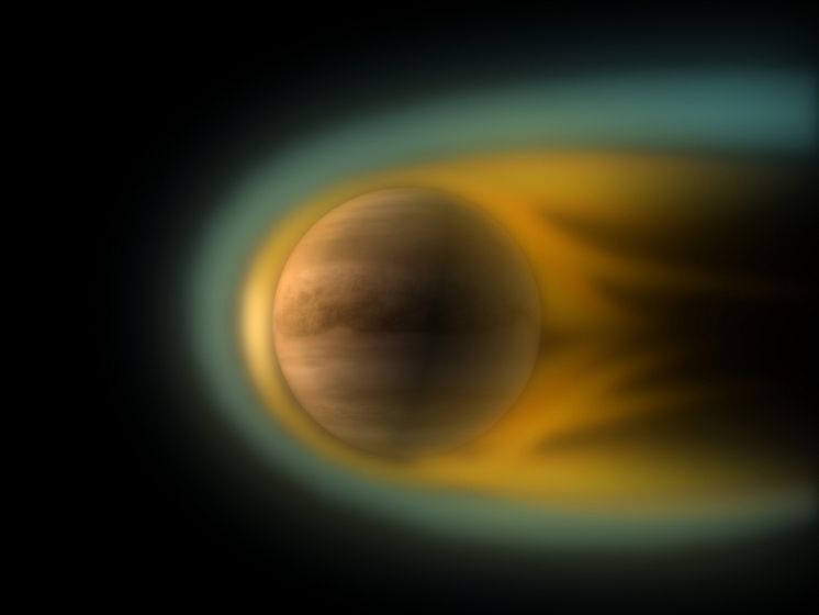 Interaction between Venus and the solar wind Cred: ESA (Image by C. Carreau)