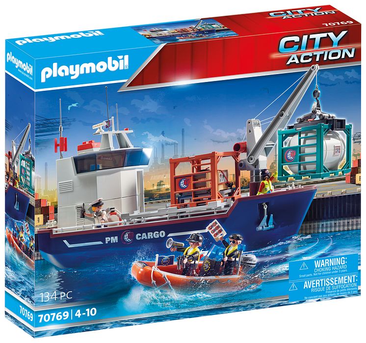 Großes Containerschiff mit Zollboot (70769) von PLAYMOBIL