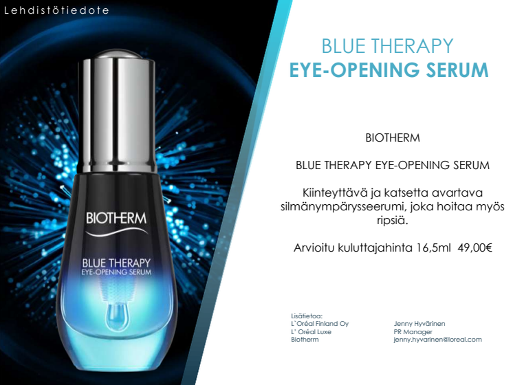 Lehdistötiedote Biotherm Blue Therapy Eye Opening Serum