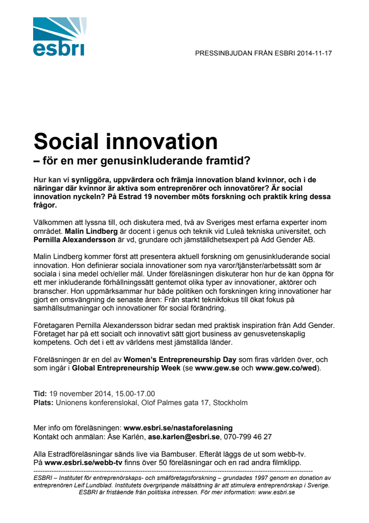 Social innovation – för en mer genusinkluderande framtid?