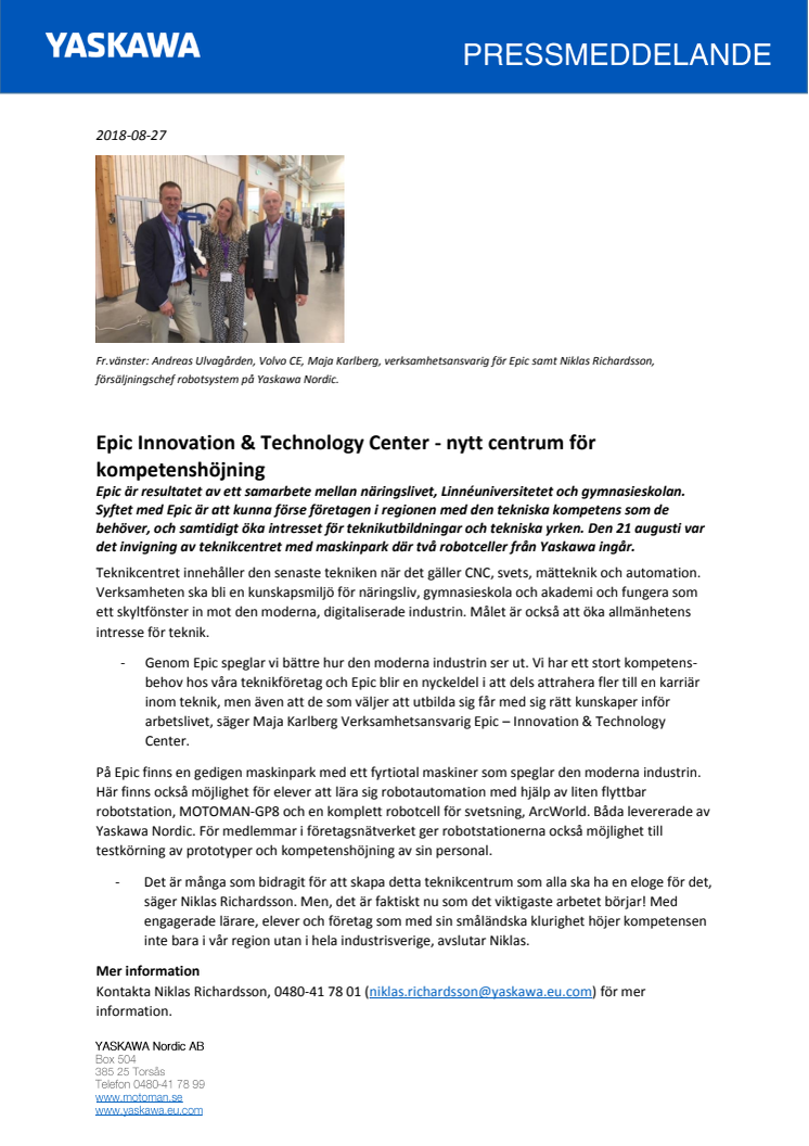 Epic Innovation & Technology Center - nytt centrum för kompetenshöjning