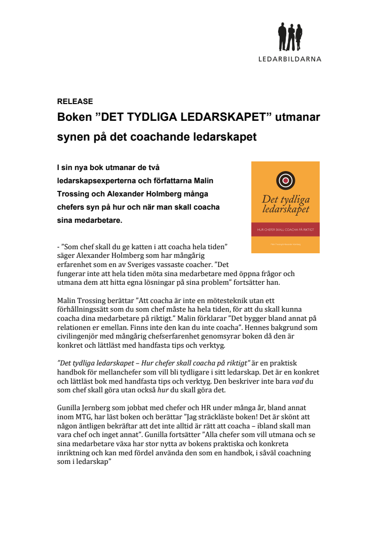 Boken ”DET TYDLIGA LEDARSKAPET” utmanar synen på det coachande ledarskapet