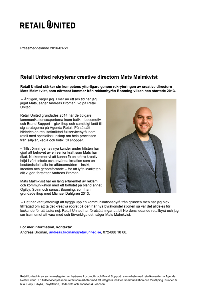 Retail United rekryterar creative directorn Mats Malmkvist