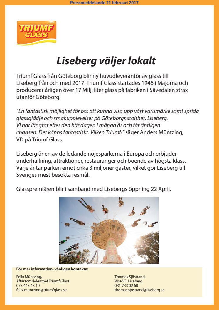 Liseberg väljer lokalt