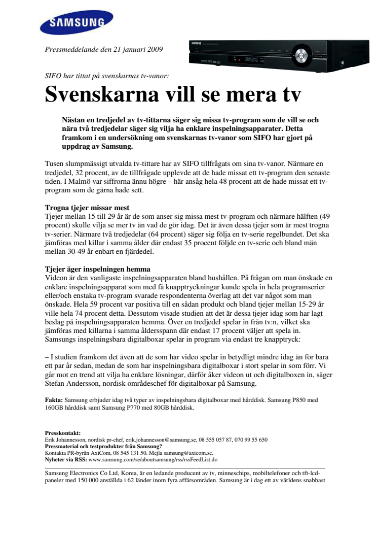 Svenskarna vill se mera tv