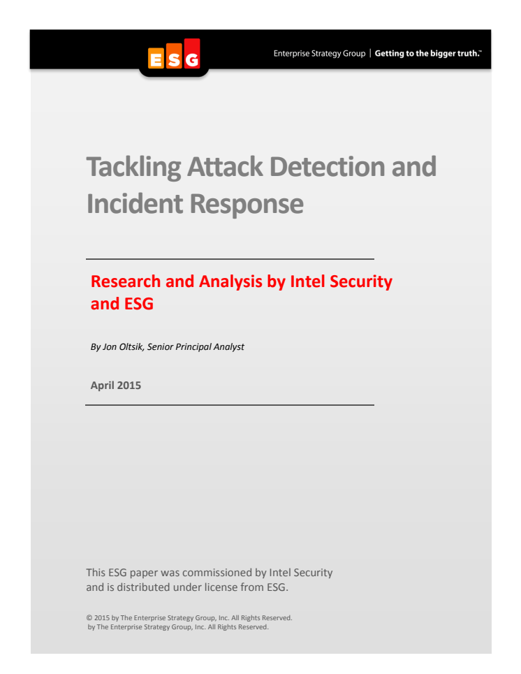 Intel Security rapport: Tackling Attack Detection and Incident Response