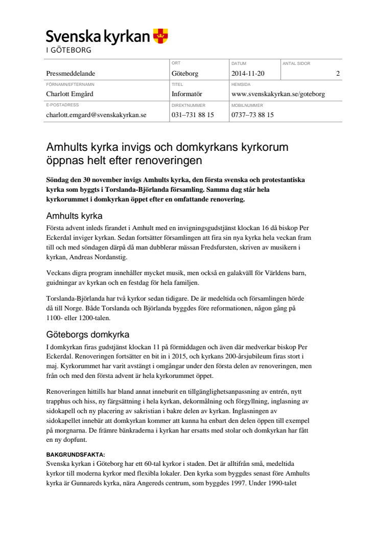 Amhults kyrka invigs och domkyrkans kyrkorum öppnas helt efter renoveringen