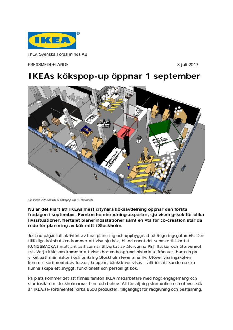 IKEAs kökspop-up öppnar 1 september 