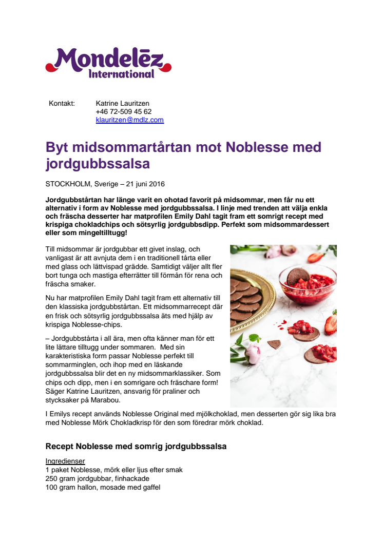  Byt midsommartårtan mot Noblesse med jordgubbssalsa