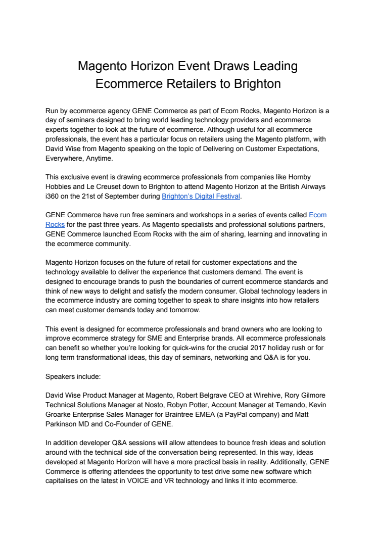 Magento Horizon Event Draws Leading Ecommerce Retailers to Brighton