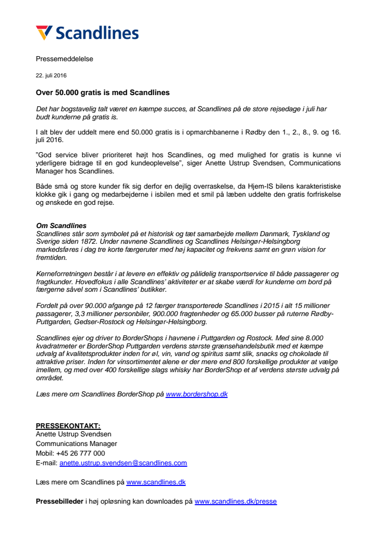 Over 50.000 gratis is med Scandlines