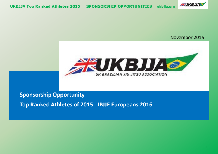 UKBJJA Sponsorship Pack for the 2016 European Championships  