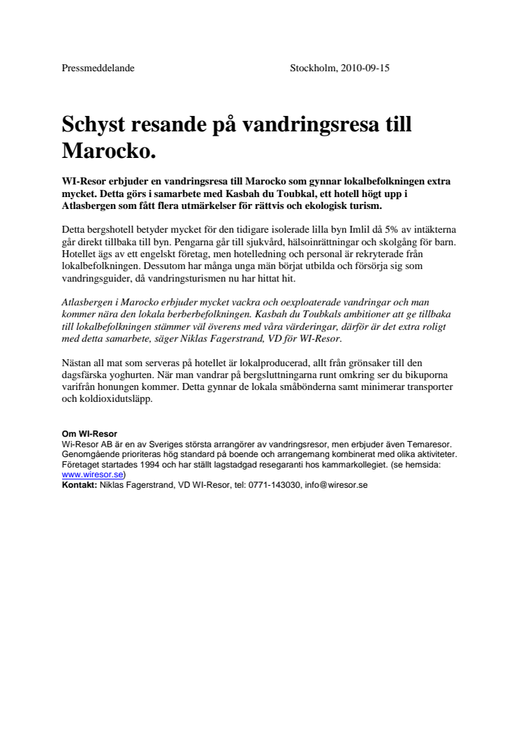 Schyst resande på vandringsresa till Marocko.