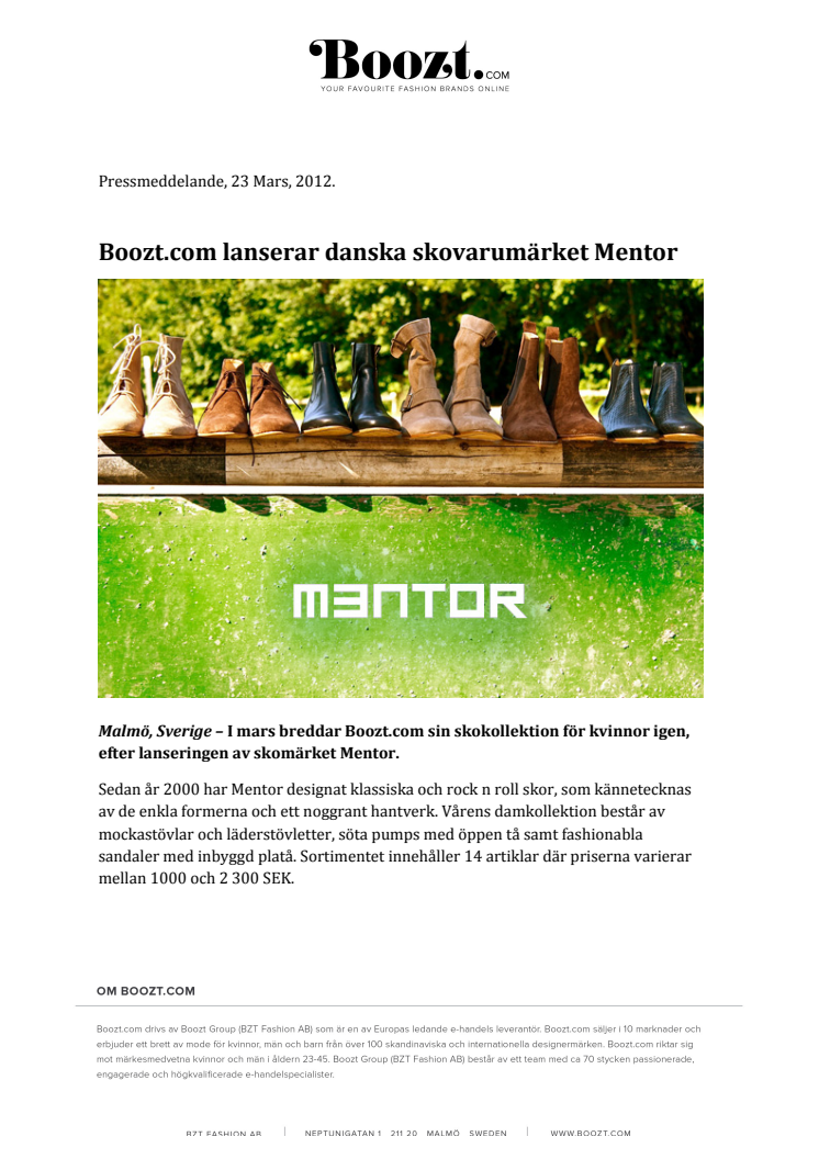 Boozt.com lanserar danska skovarumärket Mentor 