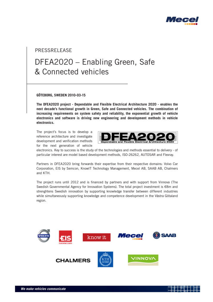 DFEA2020 – Enabling Green, Safe & Connected vehicles