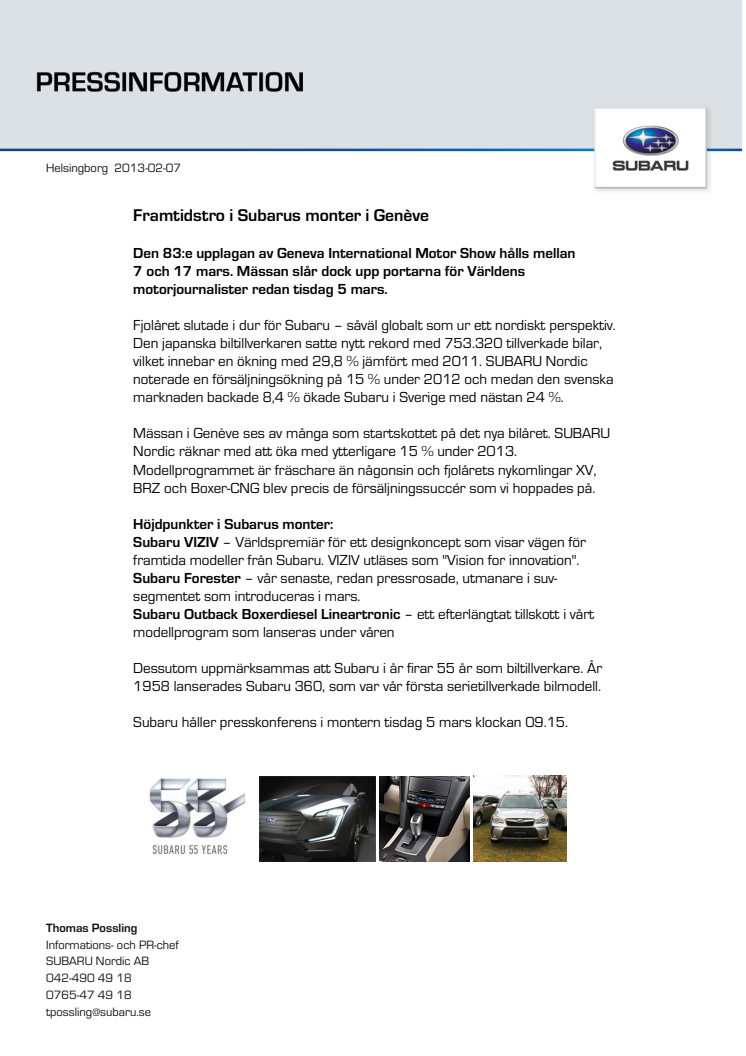 Framtidstro i Subarus monter i Genève