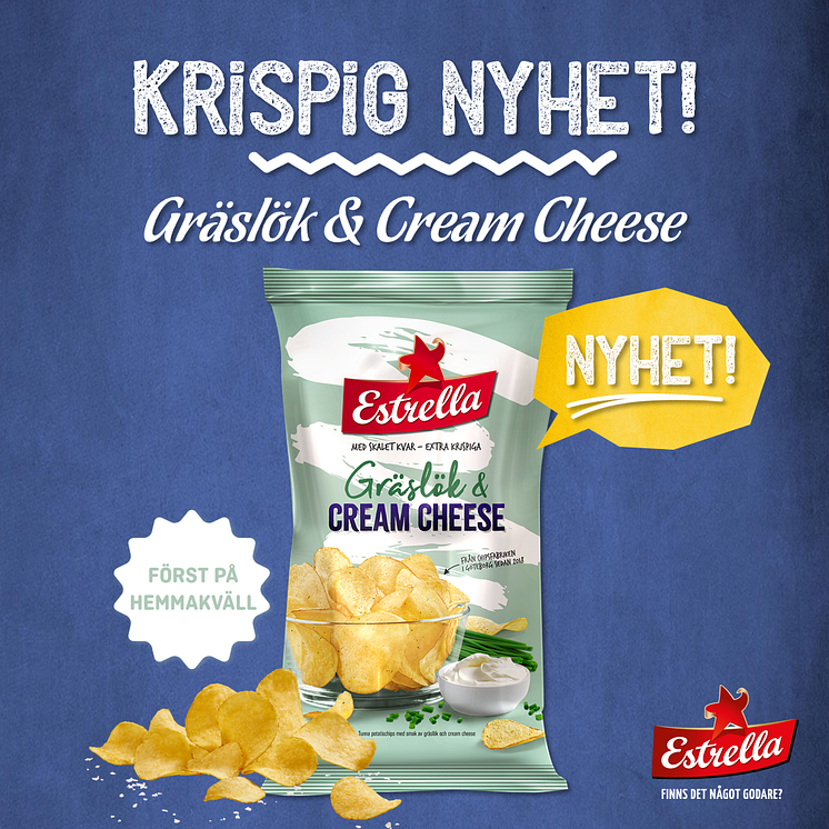 Potatischips från Estrella med smak av Gräslök & Cream Cheese vecka 30 2018