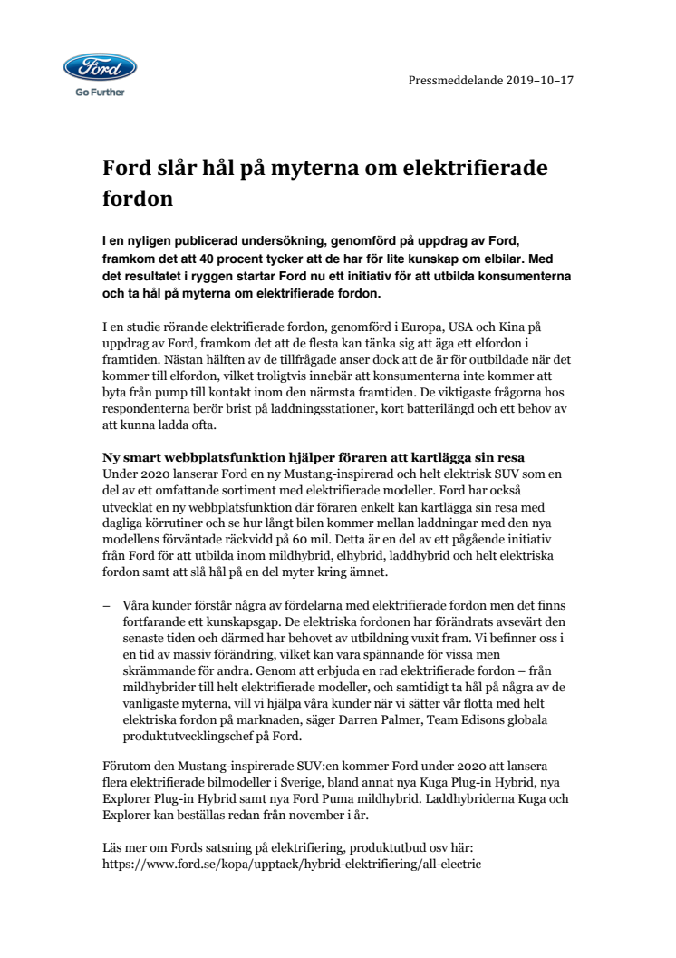 Ford slår hål på myterna om elektrifierade fordon