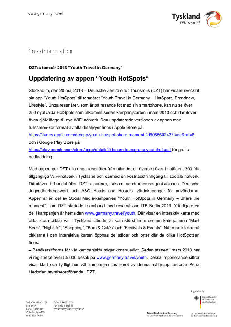 Uppdatering av appen “Youth HotSpots“