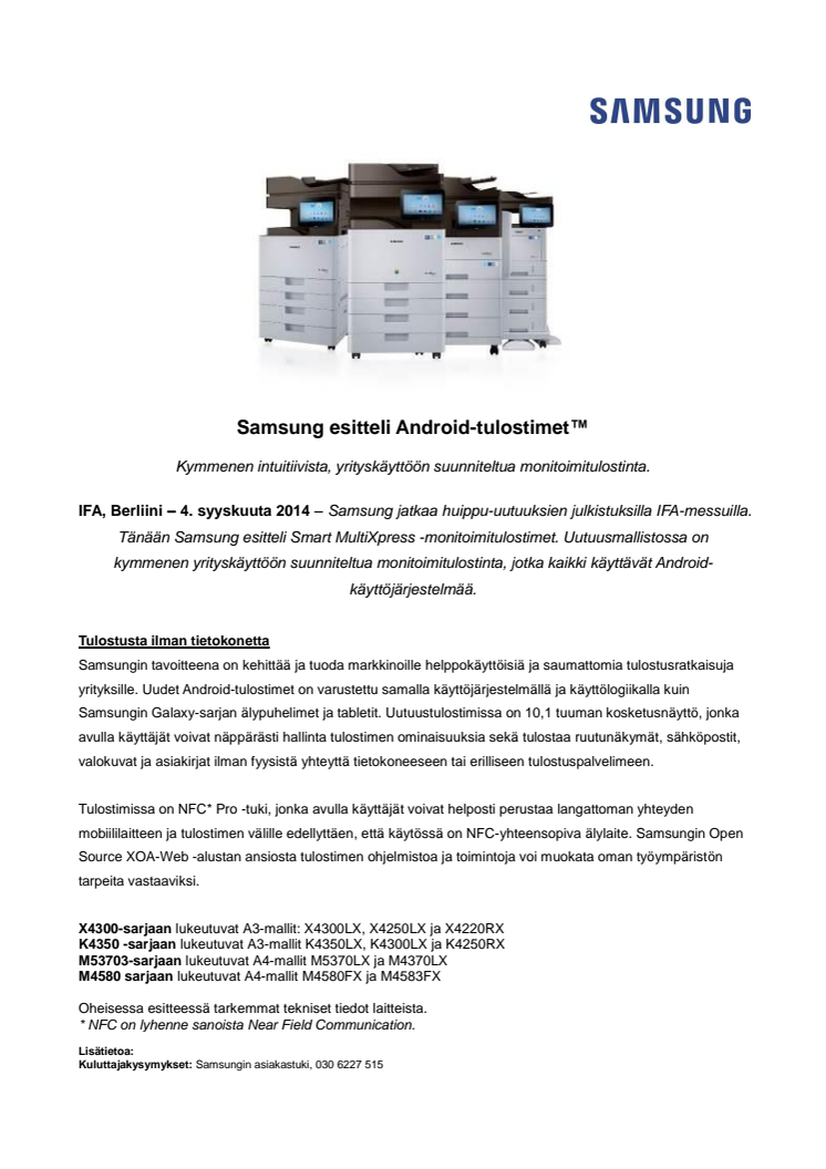 Samsung esitteli Android-tulostimet