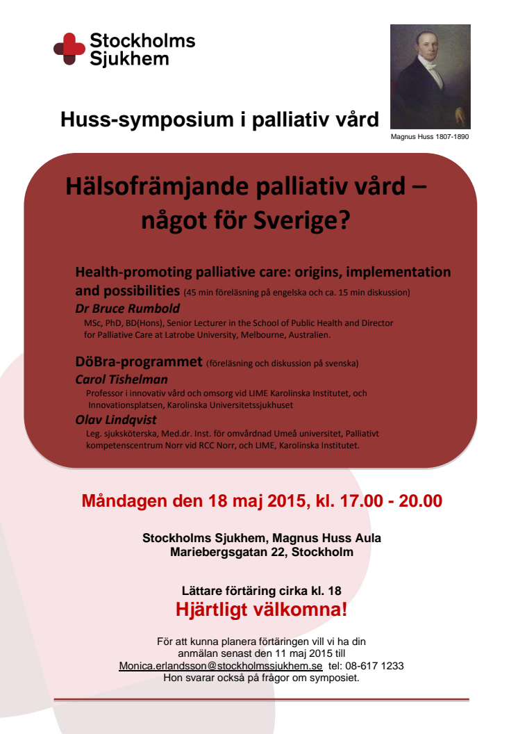 Huss symposium i palliativ vård - Inbjudan                                                                                                                