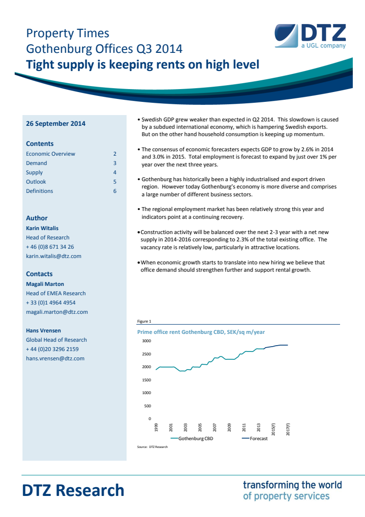 DTZ Property Times Gothenburg Offices Q3 2014