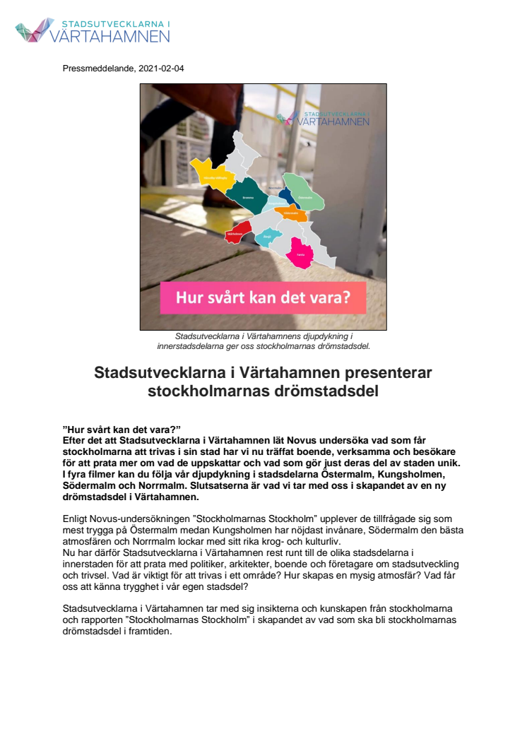 Stadsutvecklarna i Värtahamnen presenterar stockholmarnas drömstadsdel
