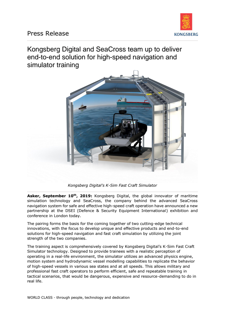 Kongsberg Digital and SeaCross team up to deliver end-to-end solution for high-speed navigation and simulator training