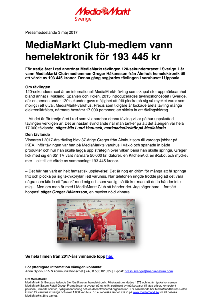 MediaMarkt Club-medlem vann hemelektronik för 193 445 kr 